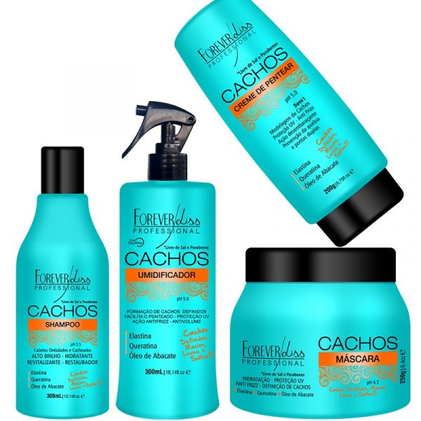 Kit Cachos Forever Liss Shampoo Mascara Umidificador Pentear