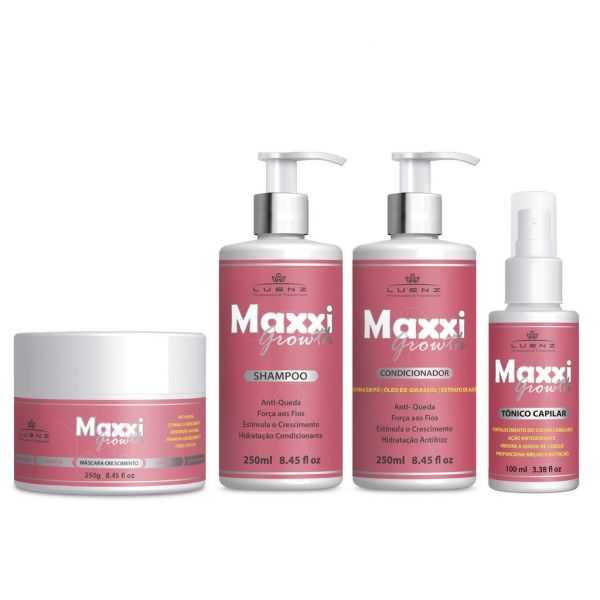 Kit Crescimento e Combate a Queda - Shampoo Condicionador Máscara Tônico - Maxxi Growth - Luenz
